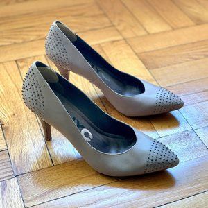 DKNYC studded beige pointed-toe pumps  - Size 6.5
